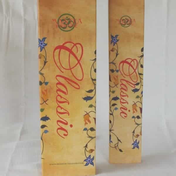 High quality, natural Classic Mantra-Incense Sticks hand rolled in Rajasthan, India These clean burning Mantra Classic Incense Sticks emit a rich aroma without the smokiness of lower quality offerings. CLASSIC-INCENSE 15/45gm boxes