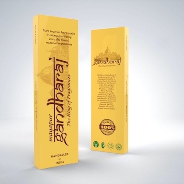 Mayapur Gandharaj Frankincense Pure Incense handmade in Mayapur India,using only the finest, natural organic ingredients.The divine heady scent of frankincense one of the strongest stimuli for a human spirit. 20/60gm boxes