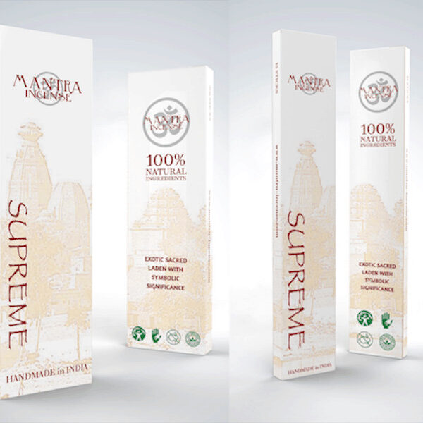Mantra-Incense Supreme Special hand rolled agarbatties, with the skilful use of selected varieties of natural ingredients, mainly essential oils, aromatic wood powders, 15/45gm Boxes