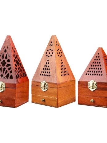 Cone Holder Pyramid Wood Incense Burner Box